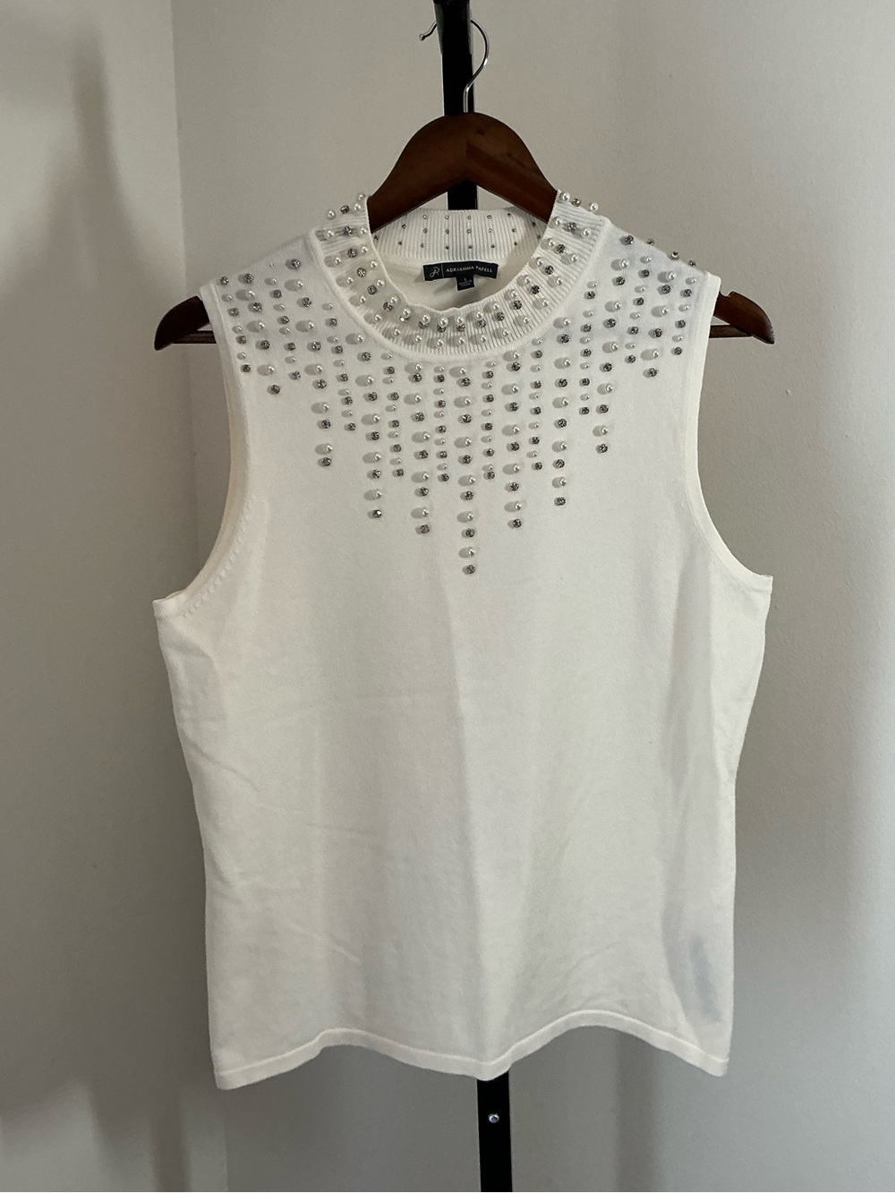 Adrianna Papell | Sleeveless Embellished Jewel-Neck Top